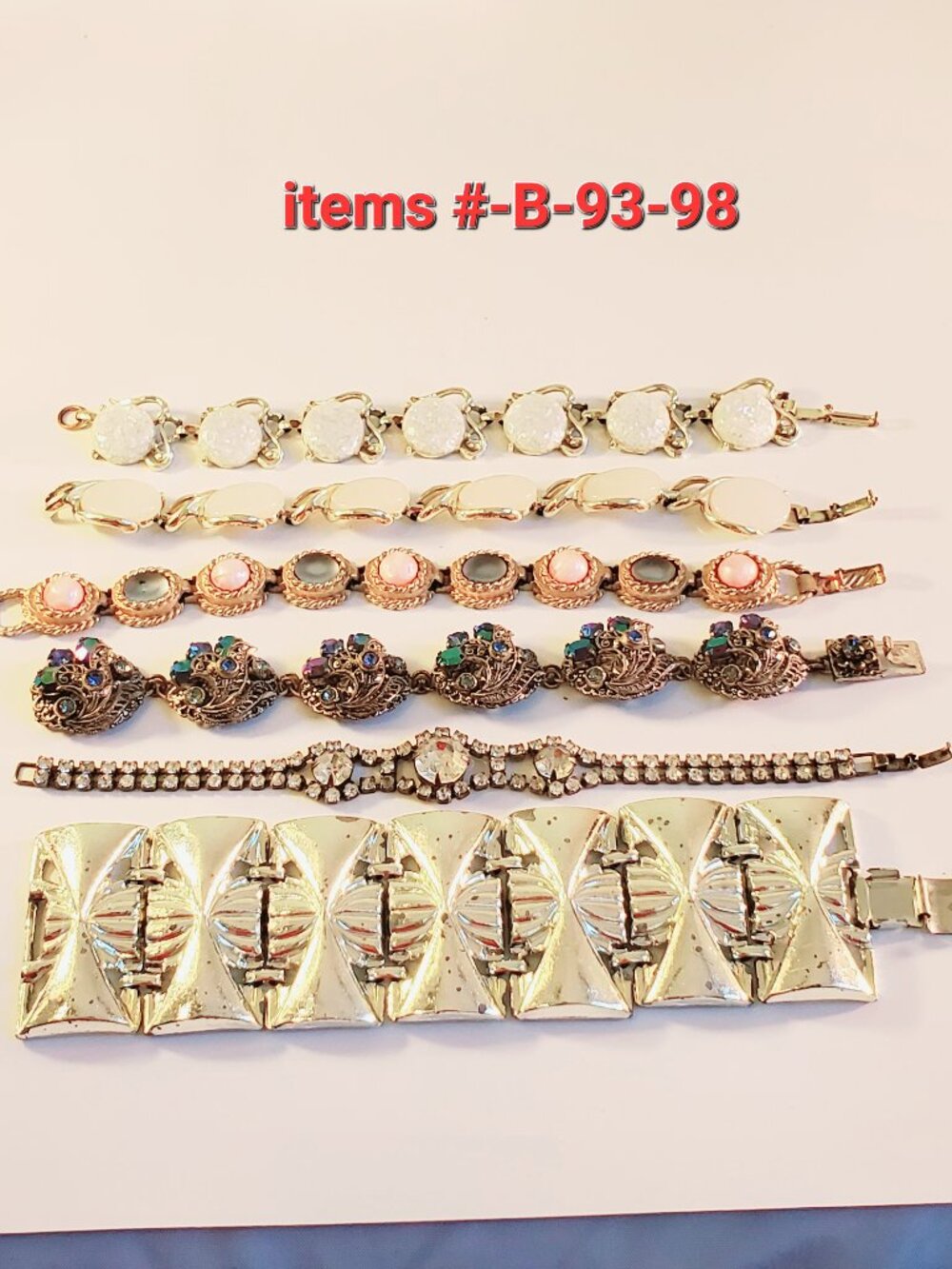 6 Bracelets, items # B-93-98, .wt.  234. grams
